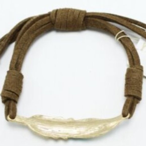 Ruff Hewn Adjustable Bohemian Suede Leather Feather Bracelet - Picture 5 of 6